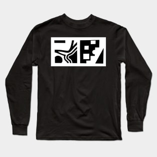 Black and White Cubic Design Long Sleeve T-Shirt